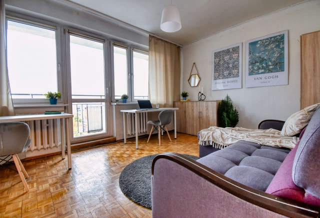 | Bright single/double room with balcony | Maczka Street | Sołacz |