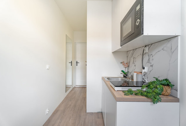 Modern room with bathroom in the city center on Jagiellońska Street.